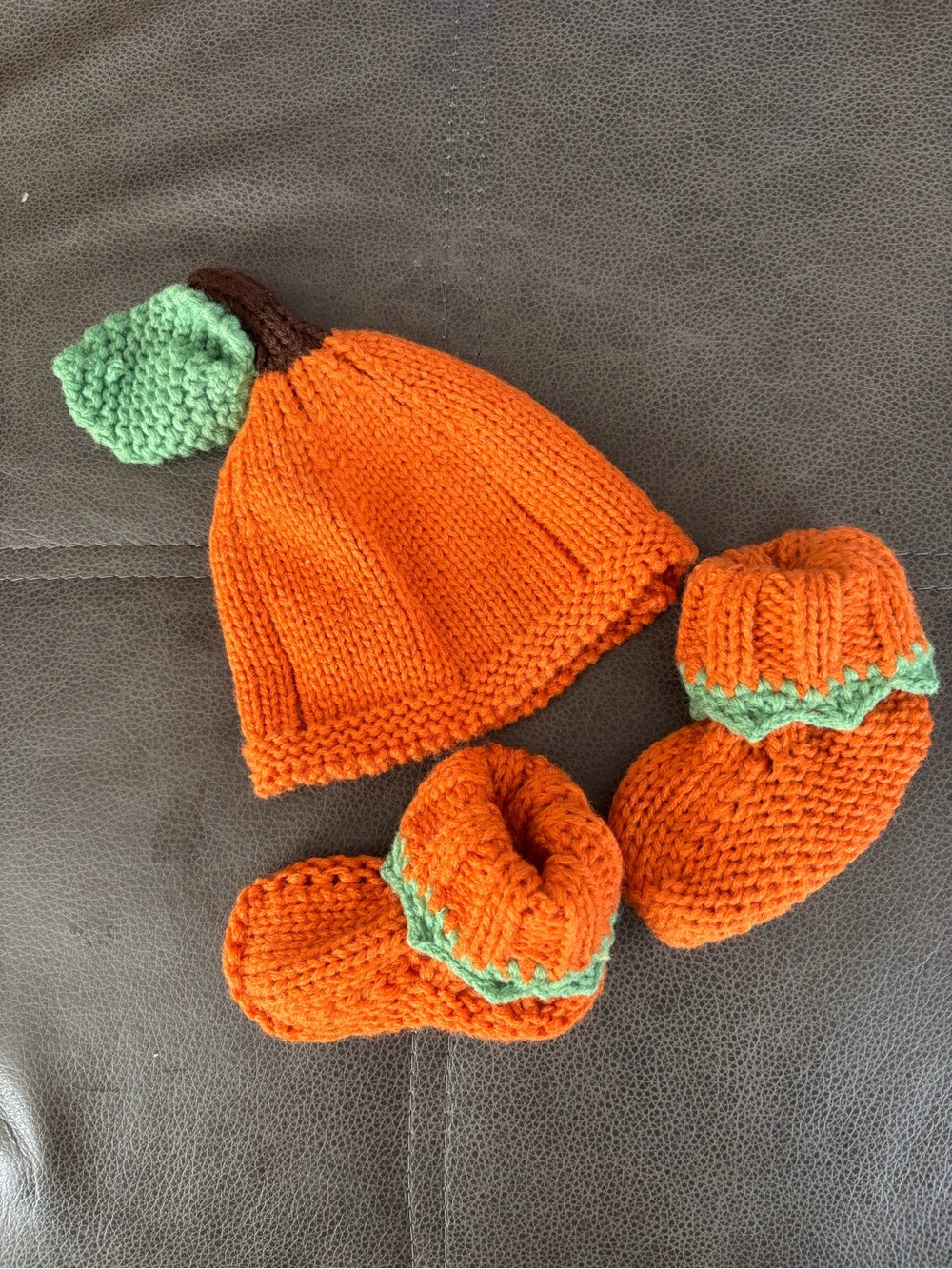 Little Me Pumpkin Hat and Booties - Newborn to 6 months